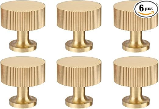 RZDEAL 6pcs Solid Brass Cabinet Knobs Pulls Cabinet Drawer Dresser Gold Knobs Modern Handles Knob... | Amazon (US)