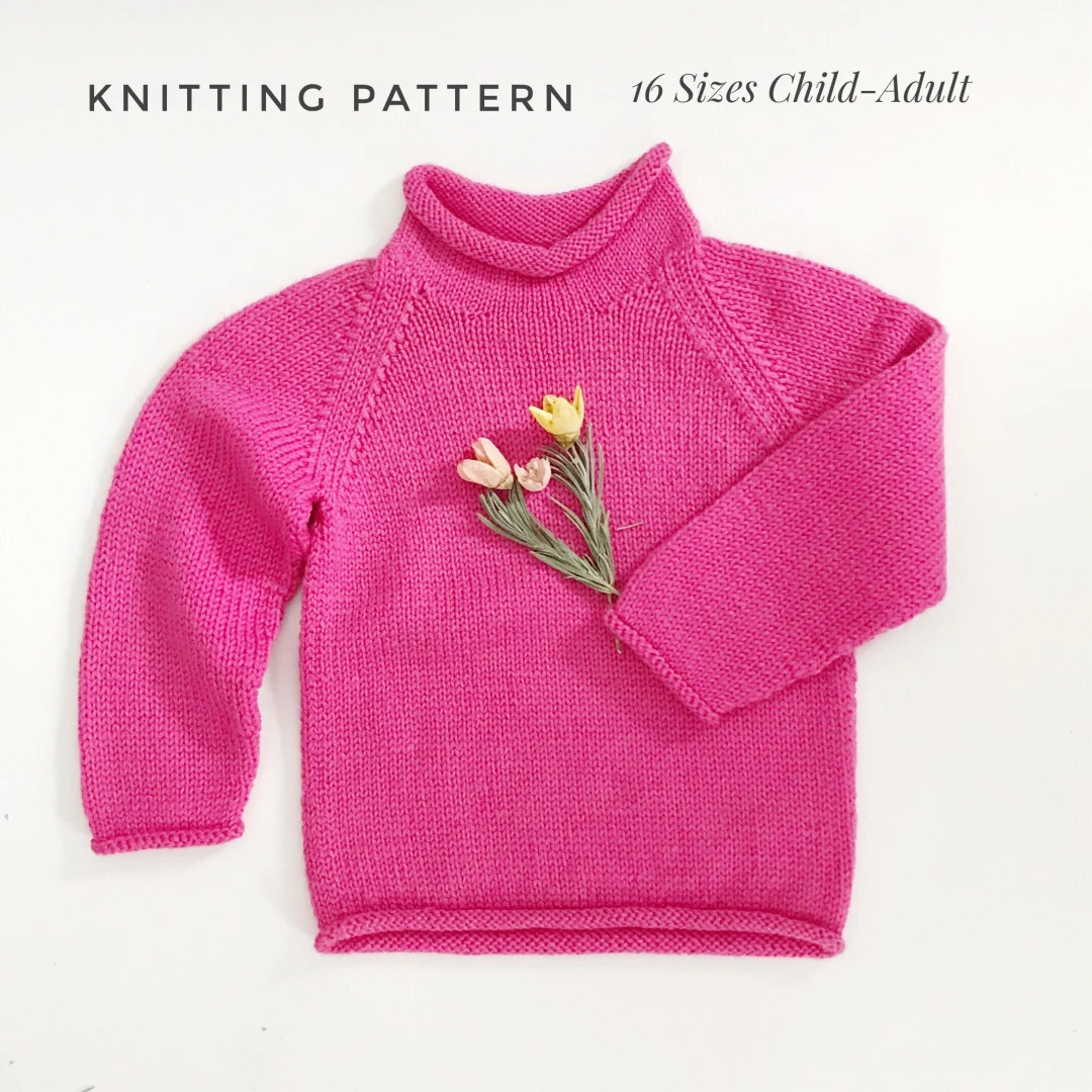 Roll Raglan Sweater Knitting Pattern: Child to Adult Sizes (PDF) | Etsy (US)