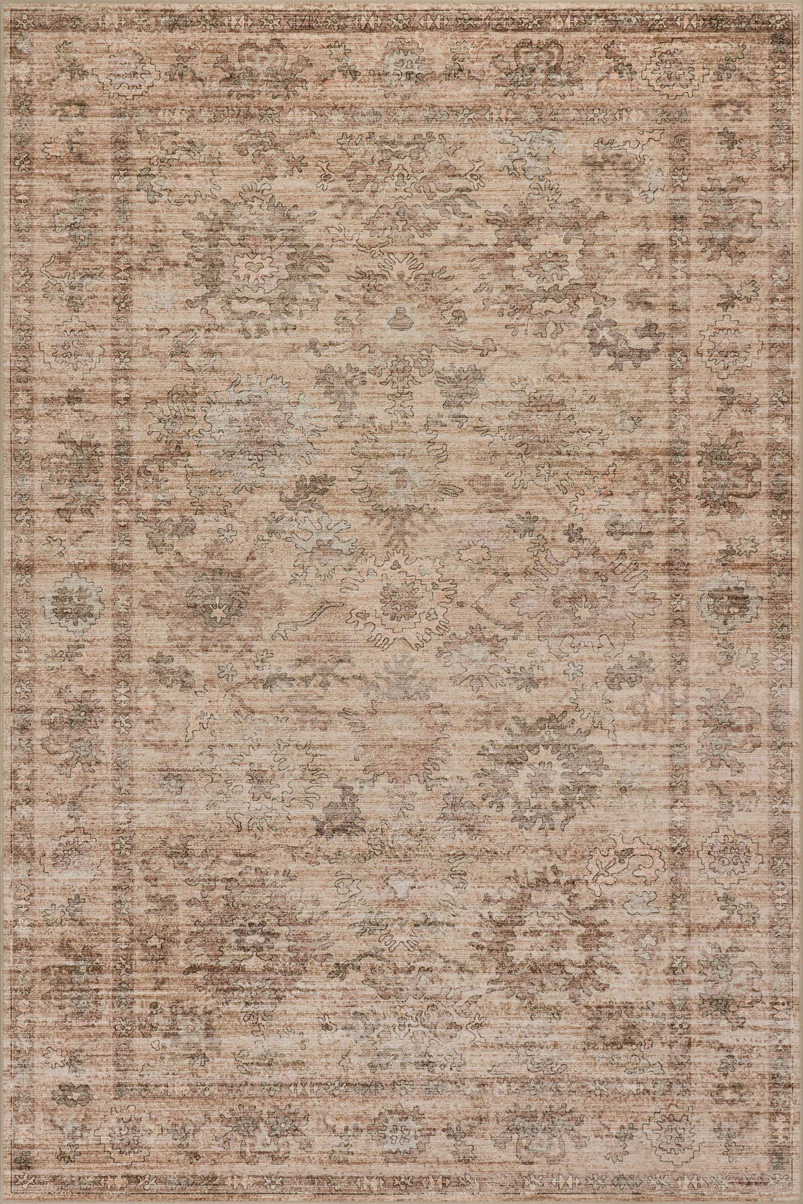 Color: PeachIse Traditional Floral Washable Rug | Peach Peach swatchShape: RectangleRectangleSize... | Rugs USA