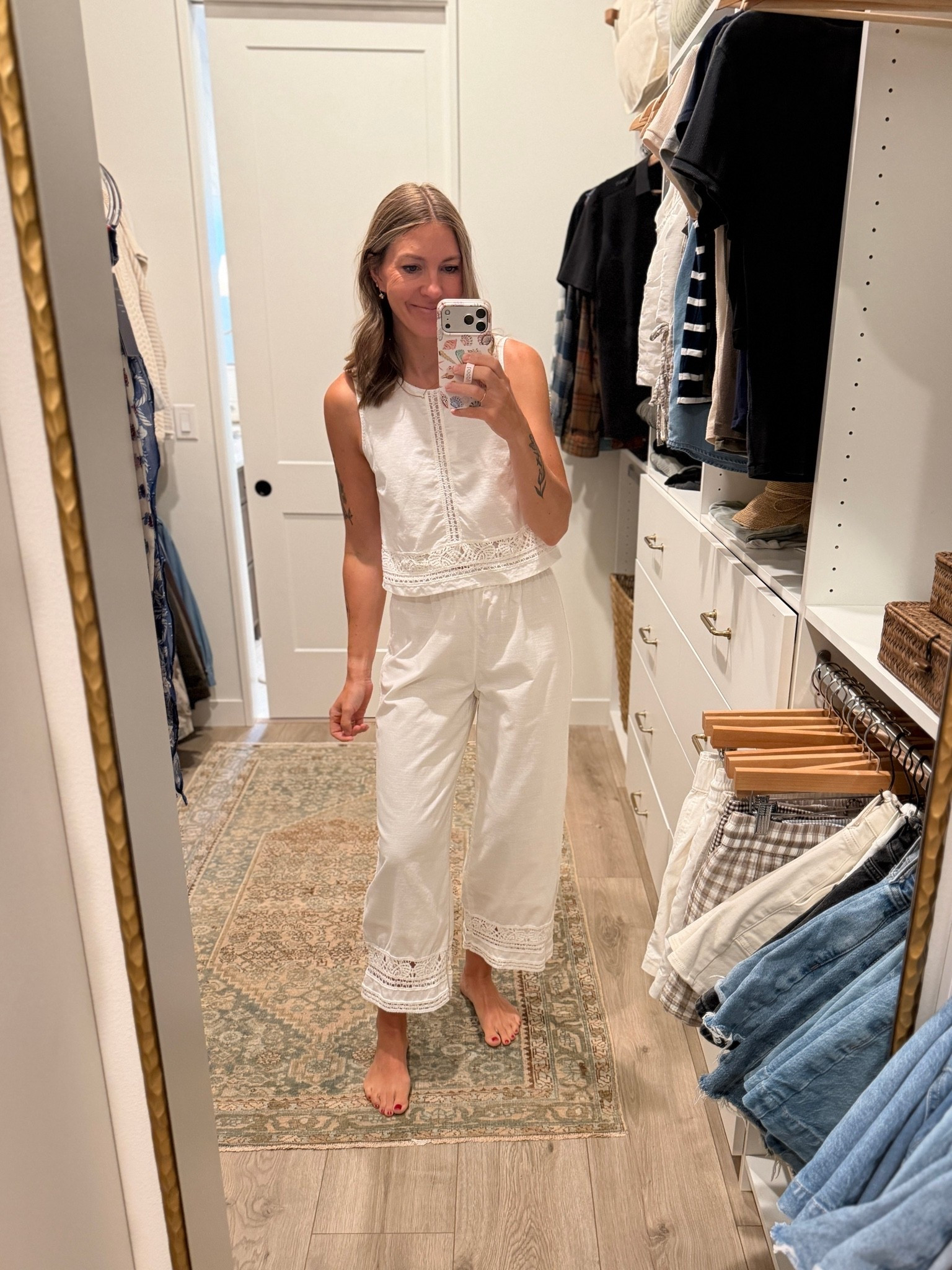 The cutest matching set! I love the knit details. Shirt and pants are double lined and not see-through! Wearing a S in both.

#LTKSeasonal #LTKmomlife #LTKootd
