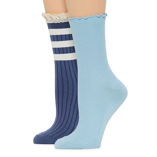 Arizona Rib Lace 2 Pair Crew Socks Womens | JCPenney