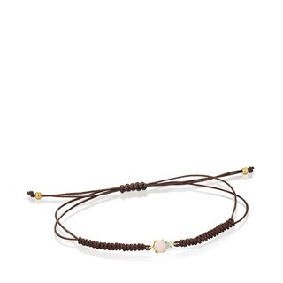Mini Ivette Bracelet in Gold with Opal, Topaz and Brown Cord | TOUS USA
