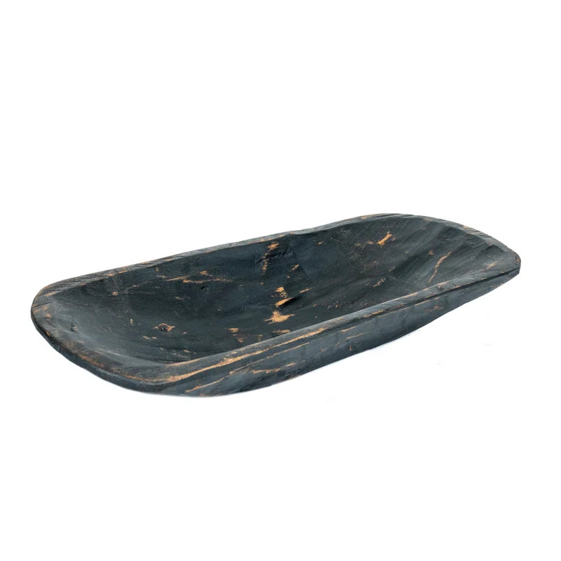 Utterback Wood Oval Contemporary Decorative Bowl in Black | Wayfair North America