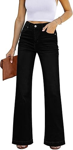GRAPENT Womens Flare Jeans High Waisted Wide Leg Baggy Jean for Women Stretch Denim Pants | Amazon (US)