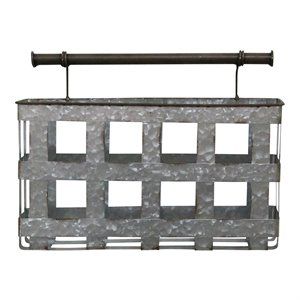 Stratton Home Decor Galvanized Metal Wall Basket in Gray | Cymax