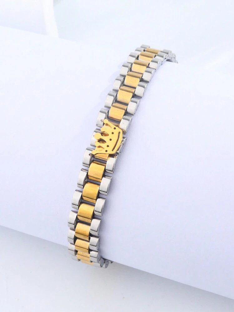 1pc Simple Stainless Steel Gold-Color Crown Bracelet | SHEIN