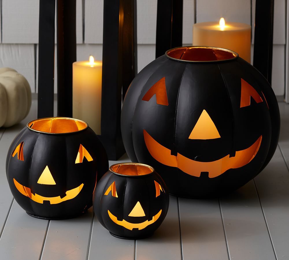 Black Handcrafted Metal Jack-O-Lanterns | Pottery Barn (US)