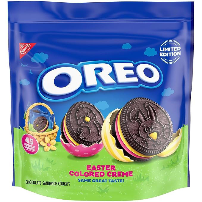 OREO Pink and Yellow Creme Chocolate Sandwich Cookies, Limited Edition Easter Cookies, 45 Snack P... | Amazon (US)