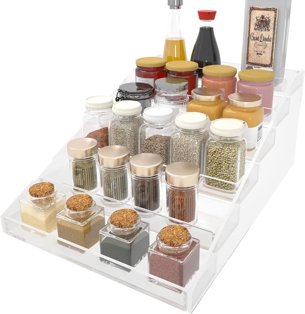 WUIVIUT Spice Rack Organizer For Cabinet, Acrylic Tier Spice Shelf Can Storage Organizer for Kitc... | Amazon (US)