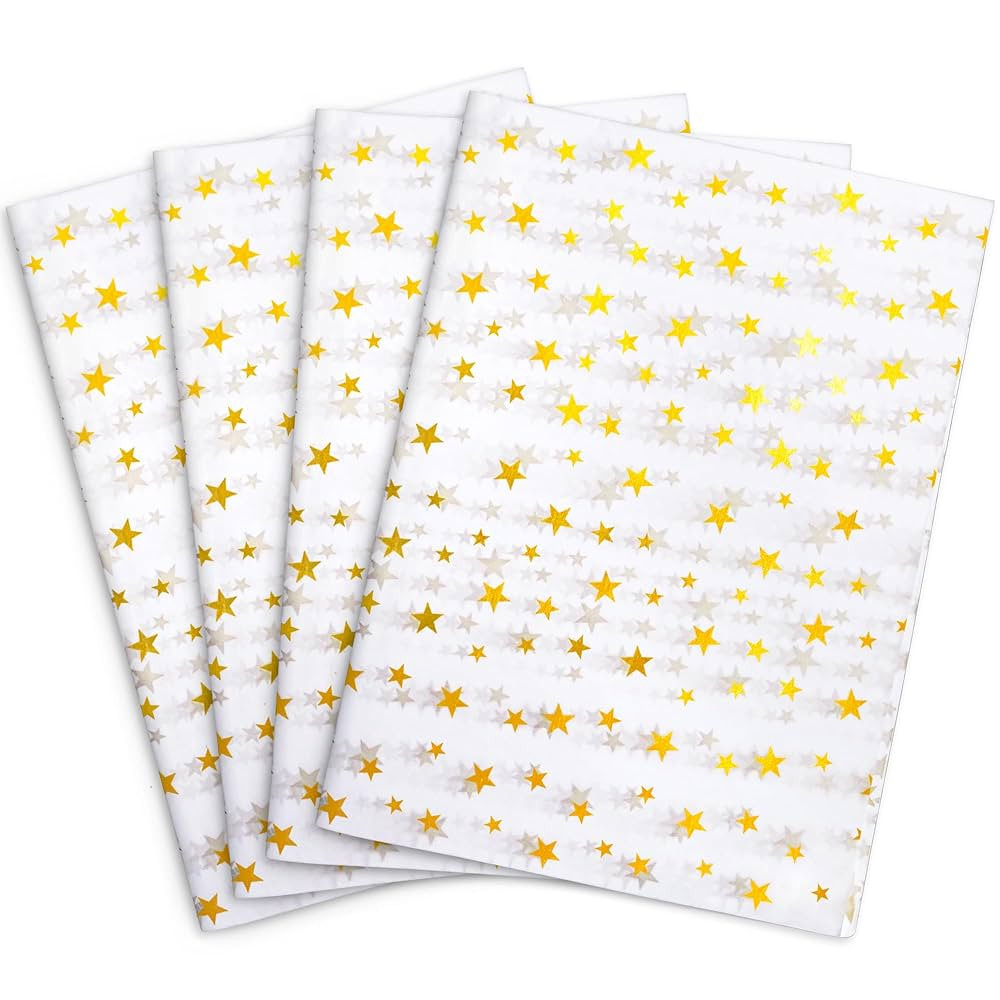 MR FIVE 100 Sheets Gold Star Tissue Paper Bulk,20" x 14",Stars Tissue Paper for Gift Bags,Birthda... | Amazon (US)