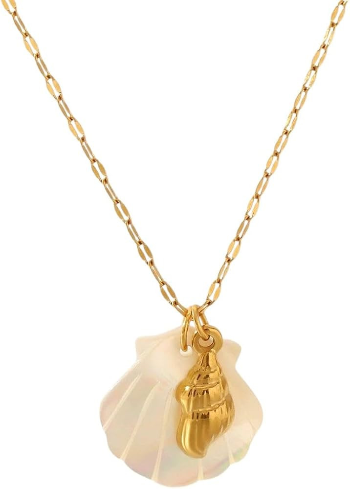 New 2026 18K Gold Starfish Conch Shell Necklace Stainless Steel Popular Waterproof Jewelry Gift F... | Amazon (US)