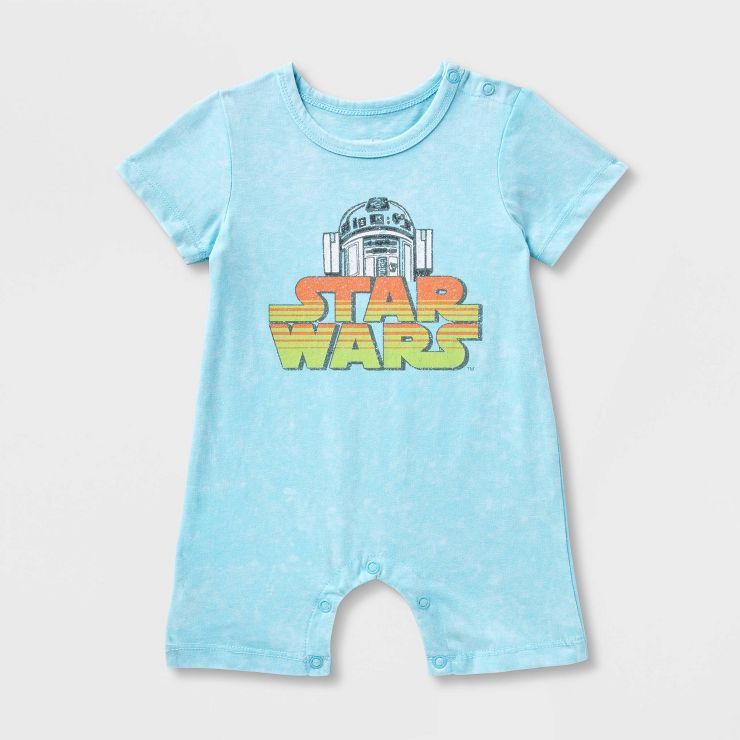 Baby Boys' Star Wars Short Sleeve Romper - Light Blue | Target