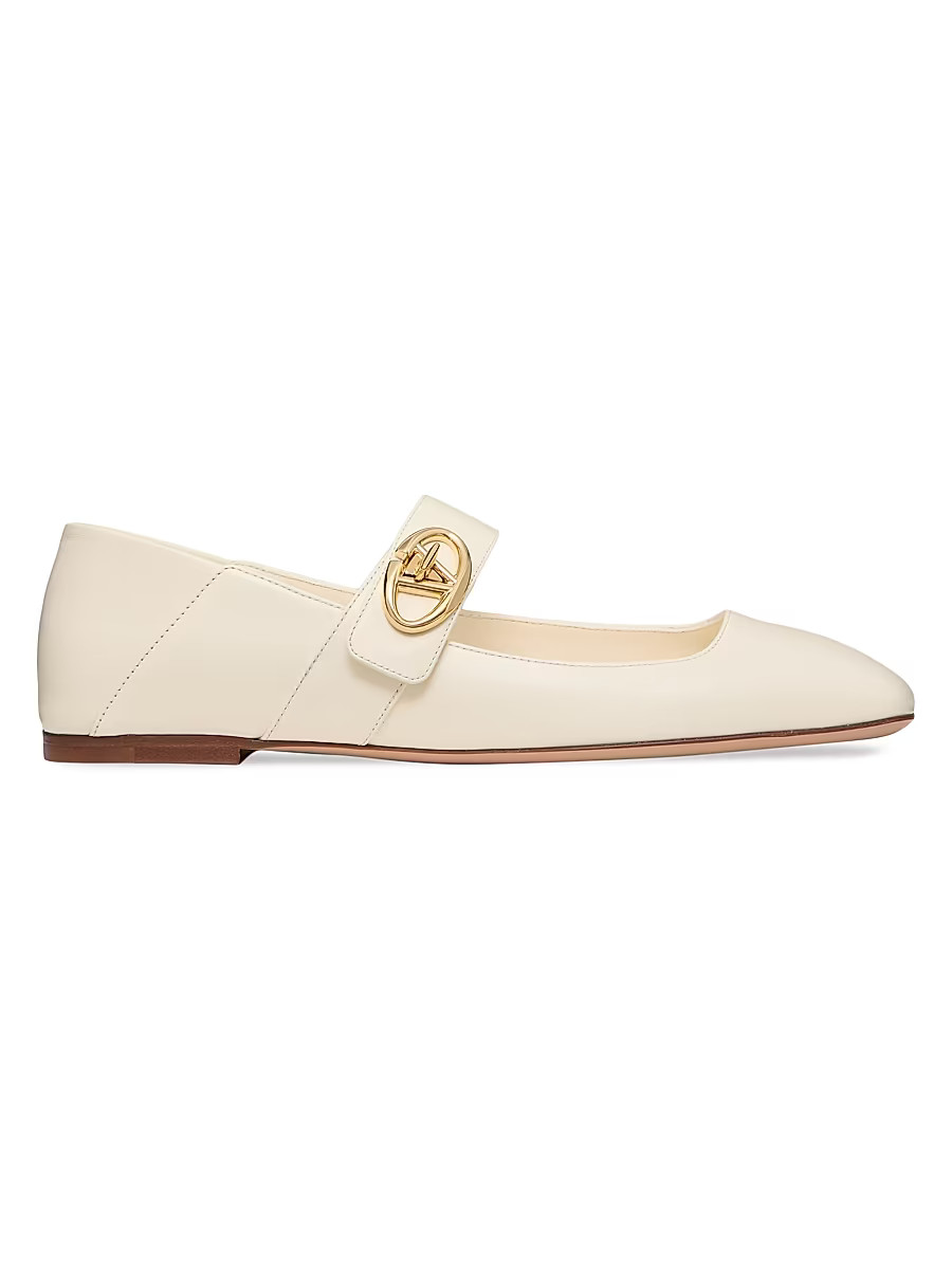 Women's VLogo Locker Mary Jane Ballerina Flats - Ivory - Size 9.5 | Saks Fifth Avenue