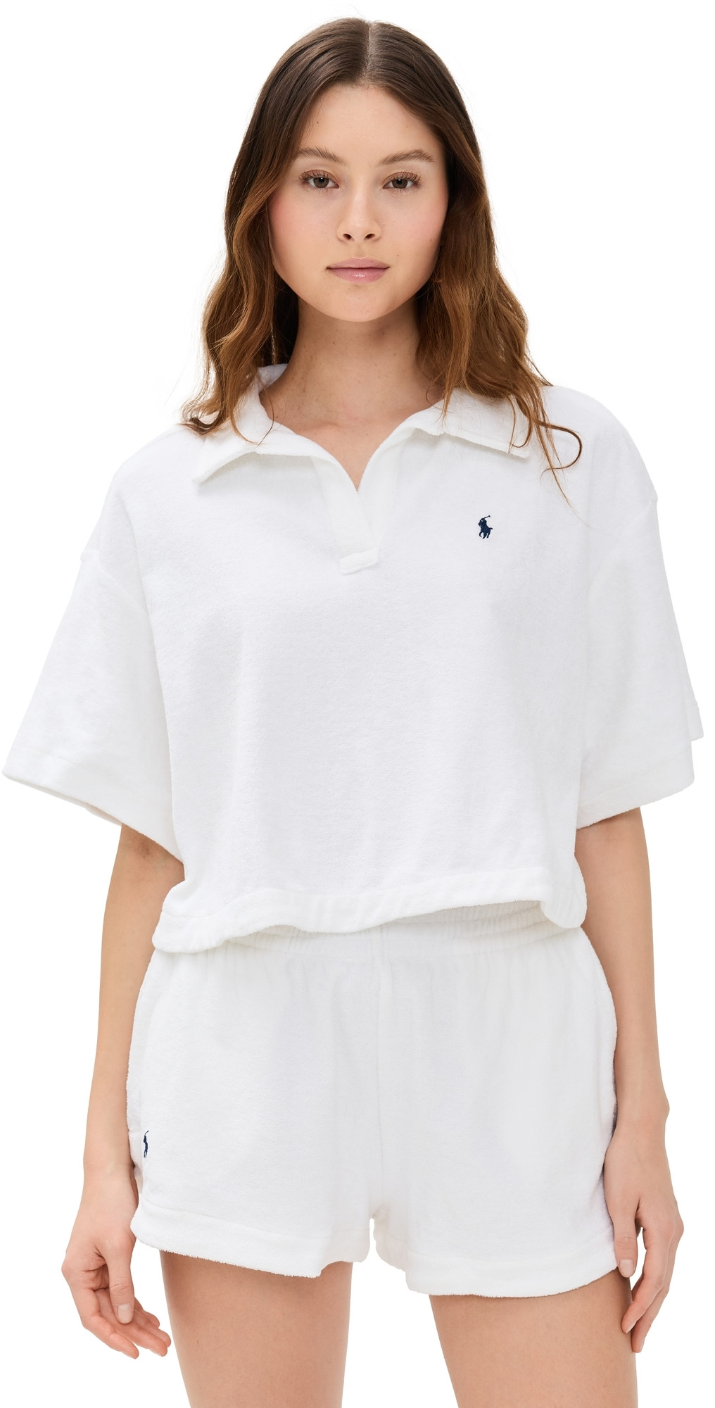 Polo Ralph Lauren Terry Collar Shirt & Shorts Set White L | Shopbop