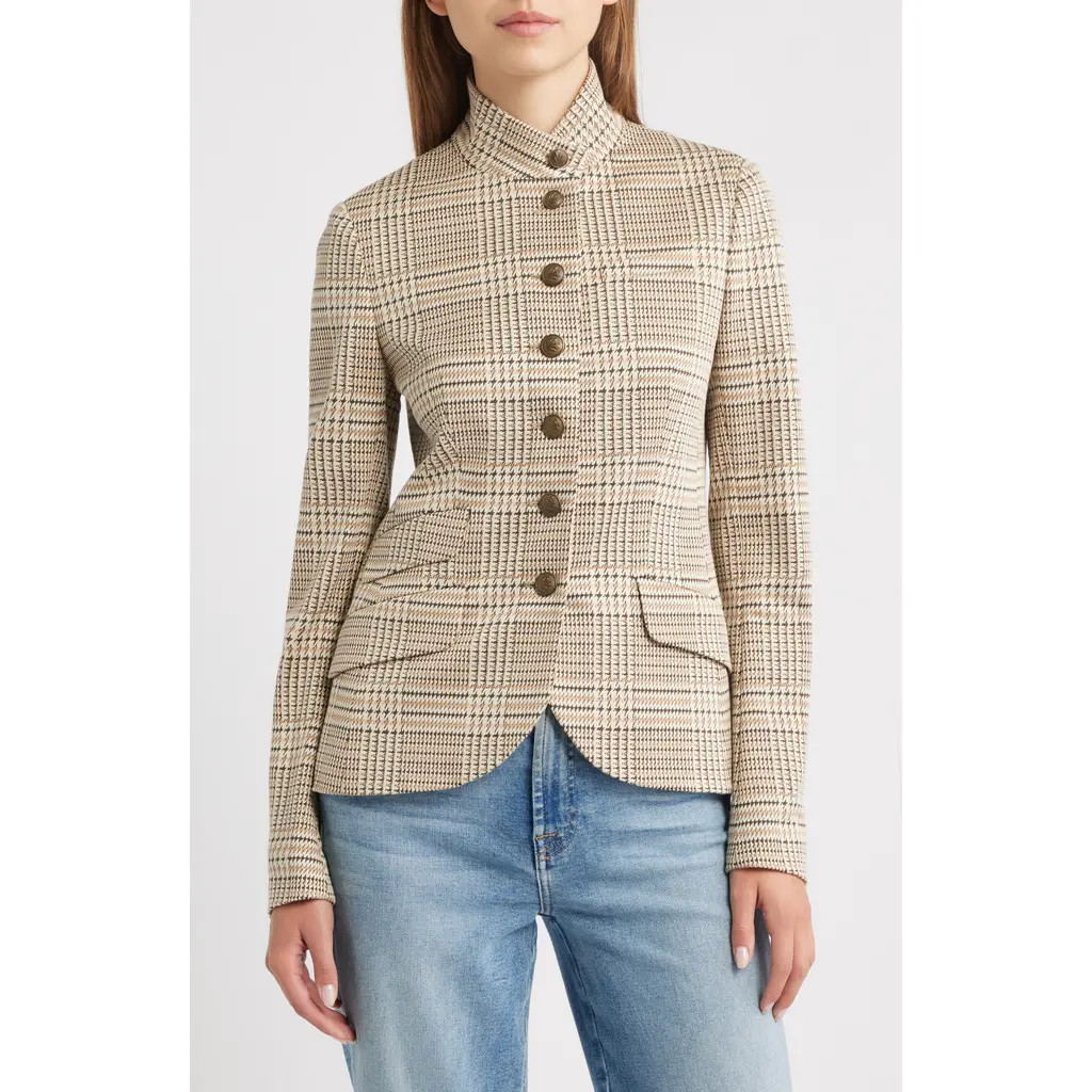 rag & bone Slade Glen Plaid Ponte Knit Blazer in Tan Multi at Nordstrom, Size 14 | Nordstrom