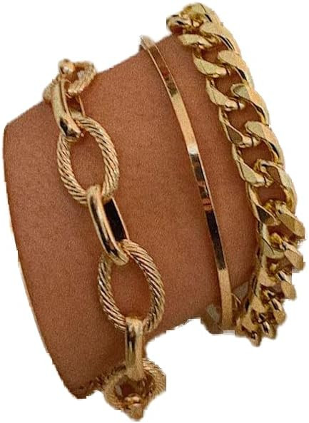 Octwine Fashion Cute Simple Boho Stackable Bracelet Set Chunky Layered Link Bracelet Chain Bracel... | Amazon (US)