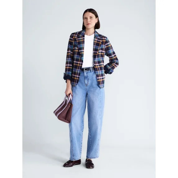 Free Assembly Women's and Women's Plus The Belmont Plaid Single Breasted Blazer, Sizes XS-4X | Walmart (US)