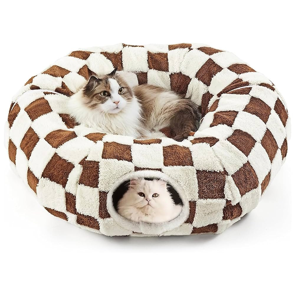 Cat Tunnel Bed for Indoor Cat Donut Tunnel Peekaboo Cat Cave with Washable Cushion Cat Tube Toys ... | Amazon (US)
