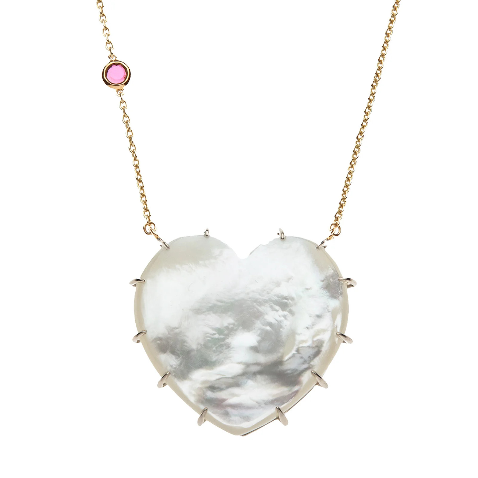 LOVE Spotlight Mother of Pearl Carved Heart Necklace with Gold Setting | Jane Win