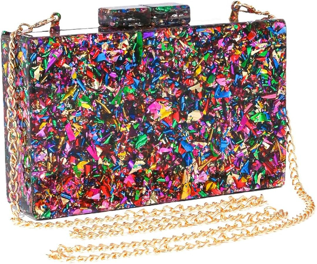 Evening Bag Purses for Women, Acrylic Handbags Clutch Shoulder Crossbody Bag Bride Dresses (Multi... | Amazon (US)