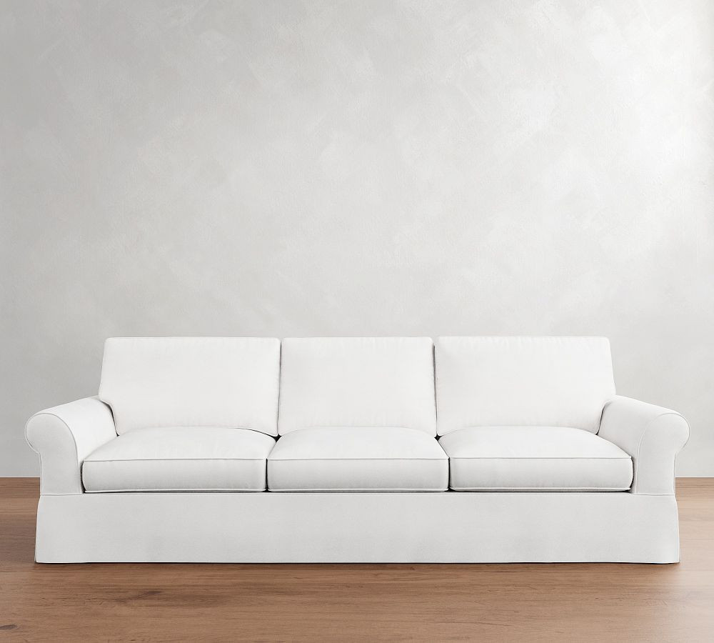 PB Comfort Roll Arm 9-Foot Sofa 3-Seater Slipcover, Box Edge, Twill White | Pottery Barn (US)