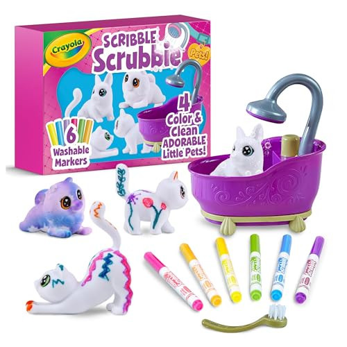 Crayola Scribble Scrubbies Glam Pack (4 Pets), Holiday for Kids, Washable Pet Care Toy, Coloring Animal Craft, Stocking Stuffer Toys for Girls & Boys, 3+ | Amazon (US)