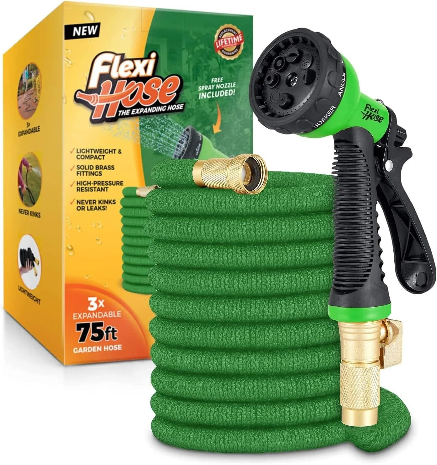 Flexi Hose with 8 Function Nozzle, 50FT - Lightweight Expandable Garden Hose, No-Kink Flexibility... | Amazon (US)