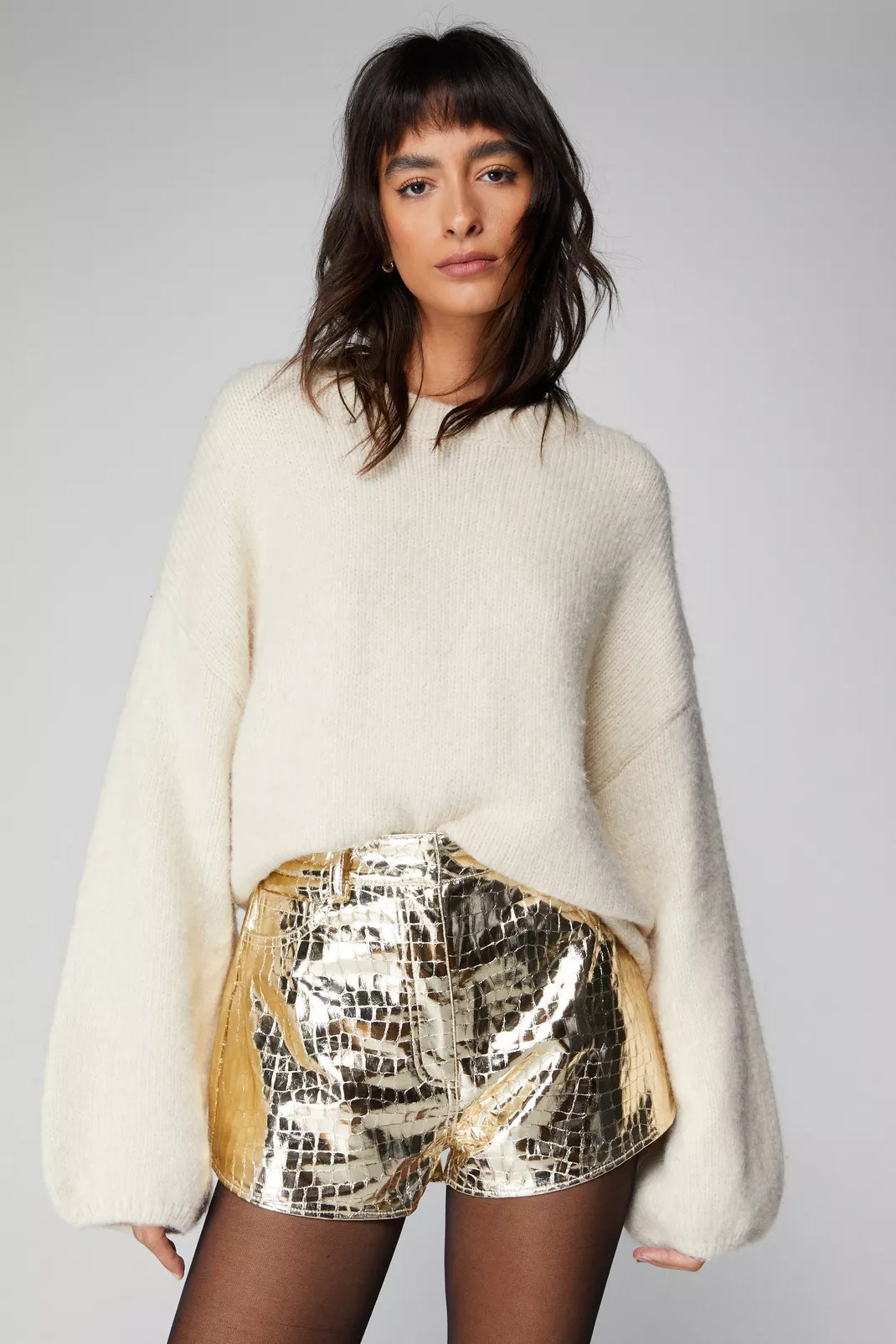Faux Leather Metallic Croc Shorts | Nasty Gal US