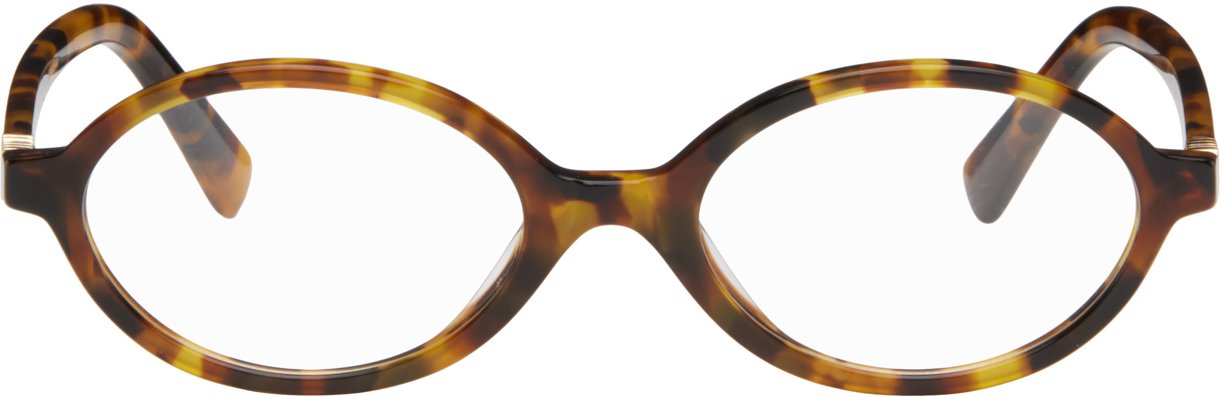 Miu Miu Eyewear Tortoiseshell Oval Glasses | SSENSE