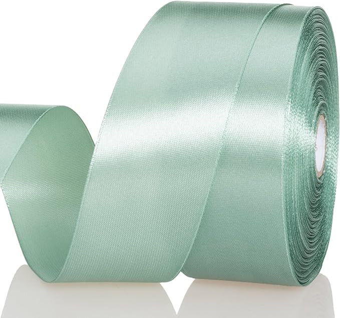1 1/2 Inch Sage Green Solid Satin Ribbon, 50 Yards Craft Fabric Ribbon for Gift Wrapping Floral B... | Amazon (US)