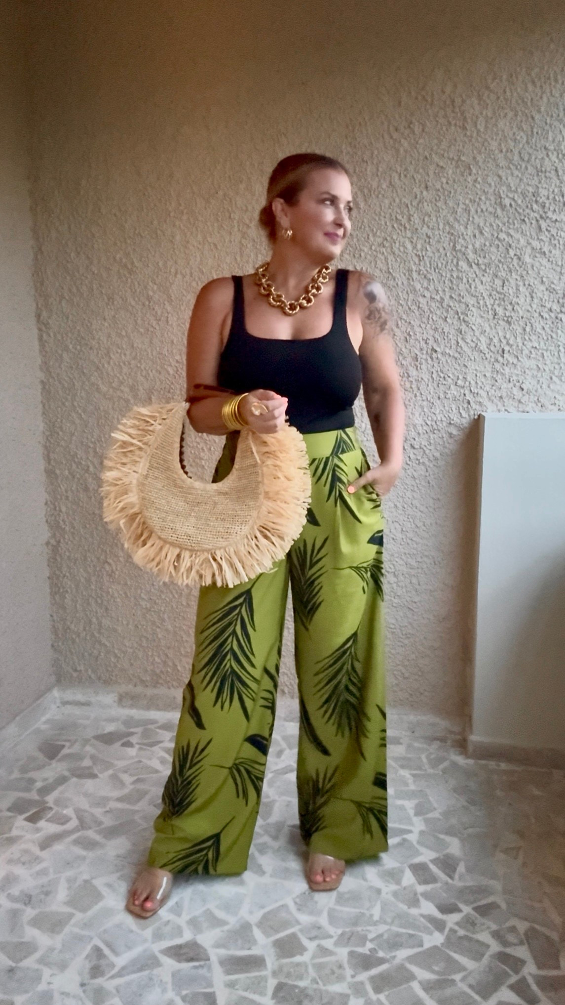 Love these palm print pants from Target! 🌿 They were perfect for dinner while in Mexico. 

#LTKOver40 #LTKItBag #LTKFindsUnder50