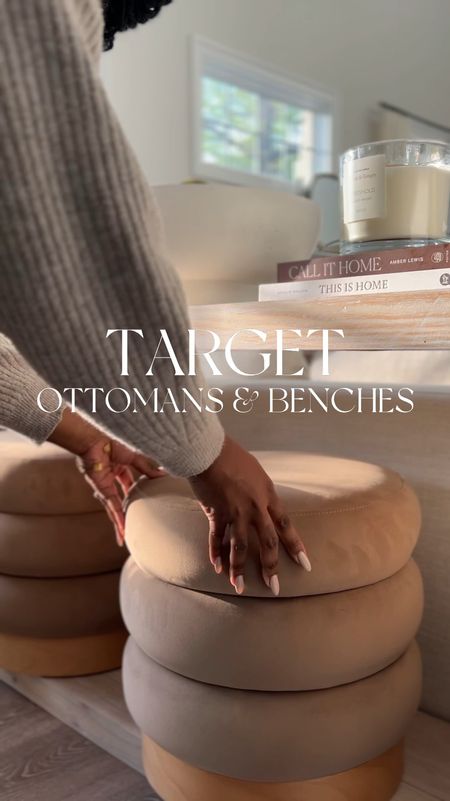 Target home ottomans and bench, neutral home, modern organic, home decor, rug, console, coffee table, home style, 

#LTKStyleTip #LTKVideo #LTKHome