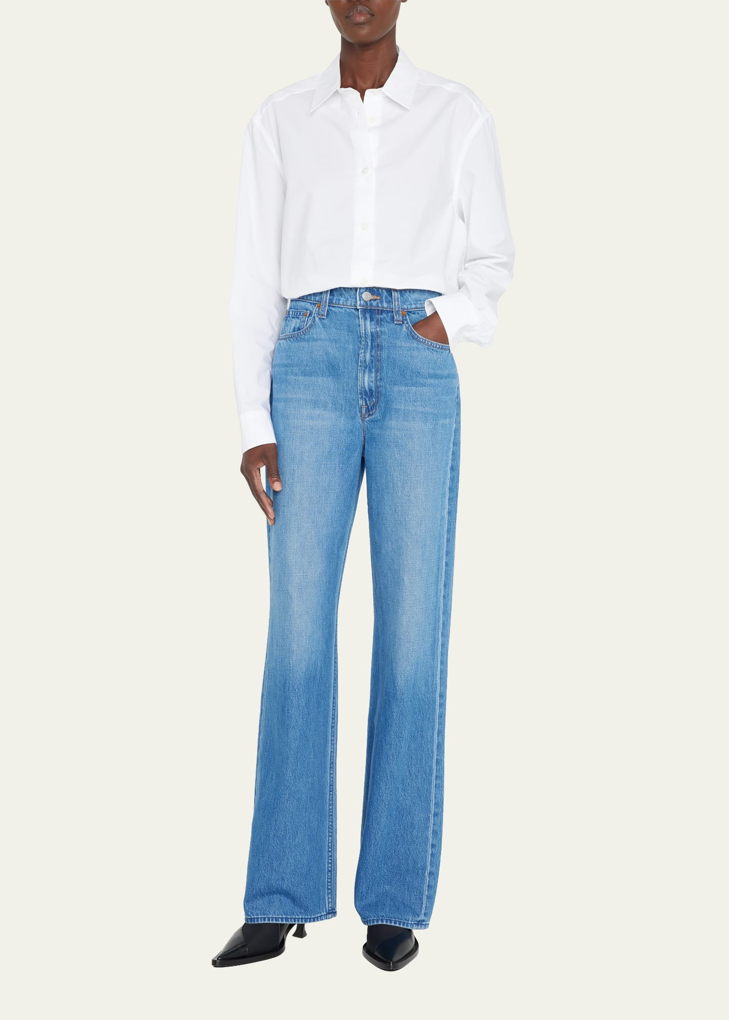 The Savory Heel High-Rise Wide-Leg Jeans | Bergdorf Goodman