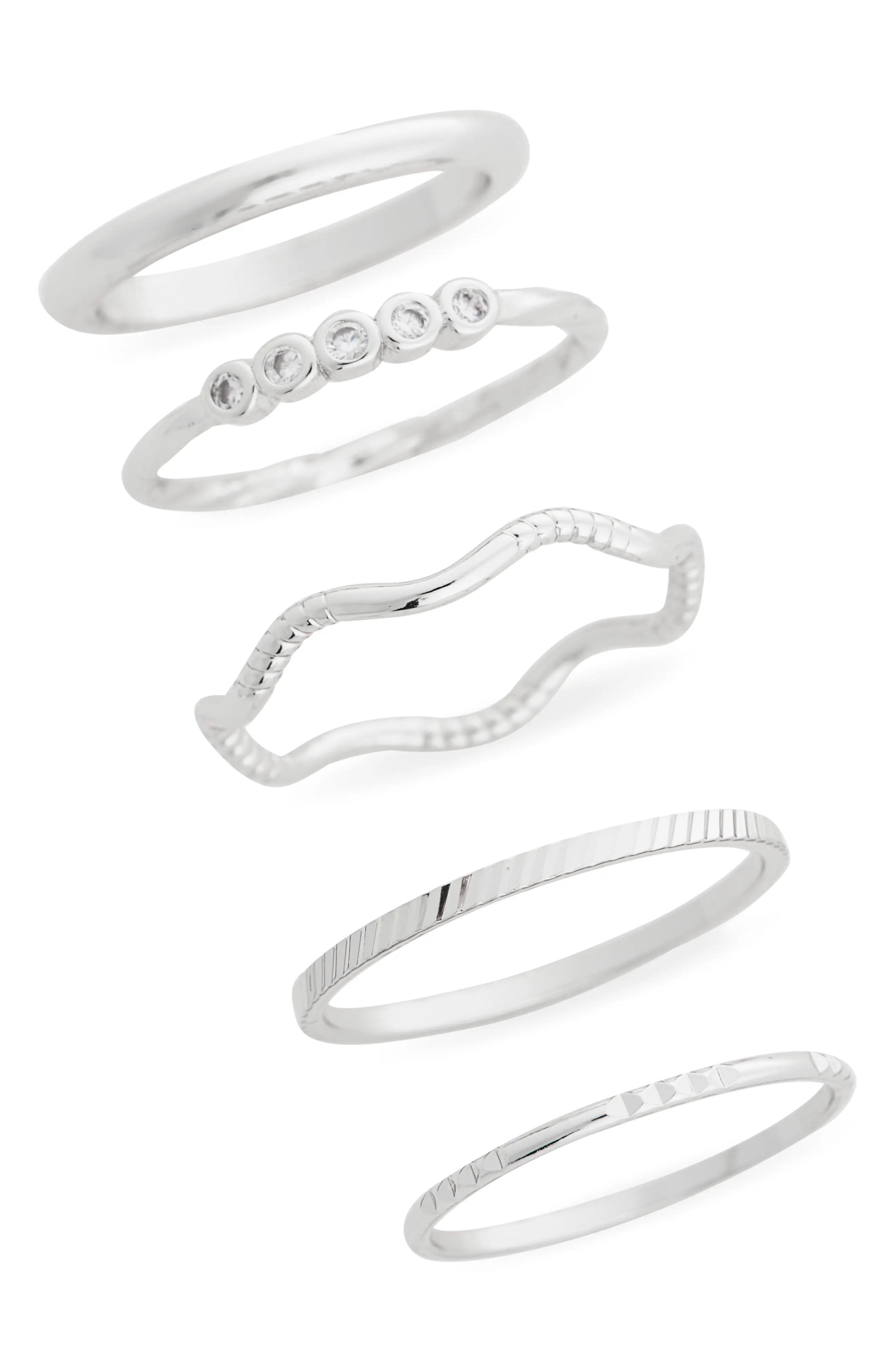 Set of 5 Skinny Texture Band Rings (Women) | Nordstromrack | Nordstrom Rack