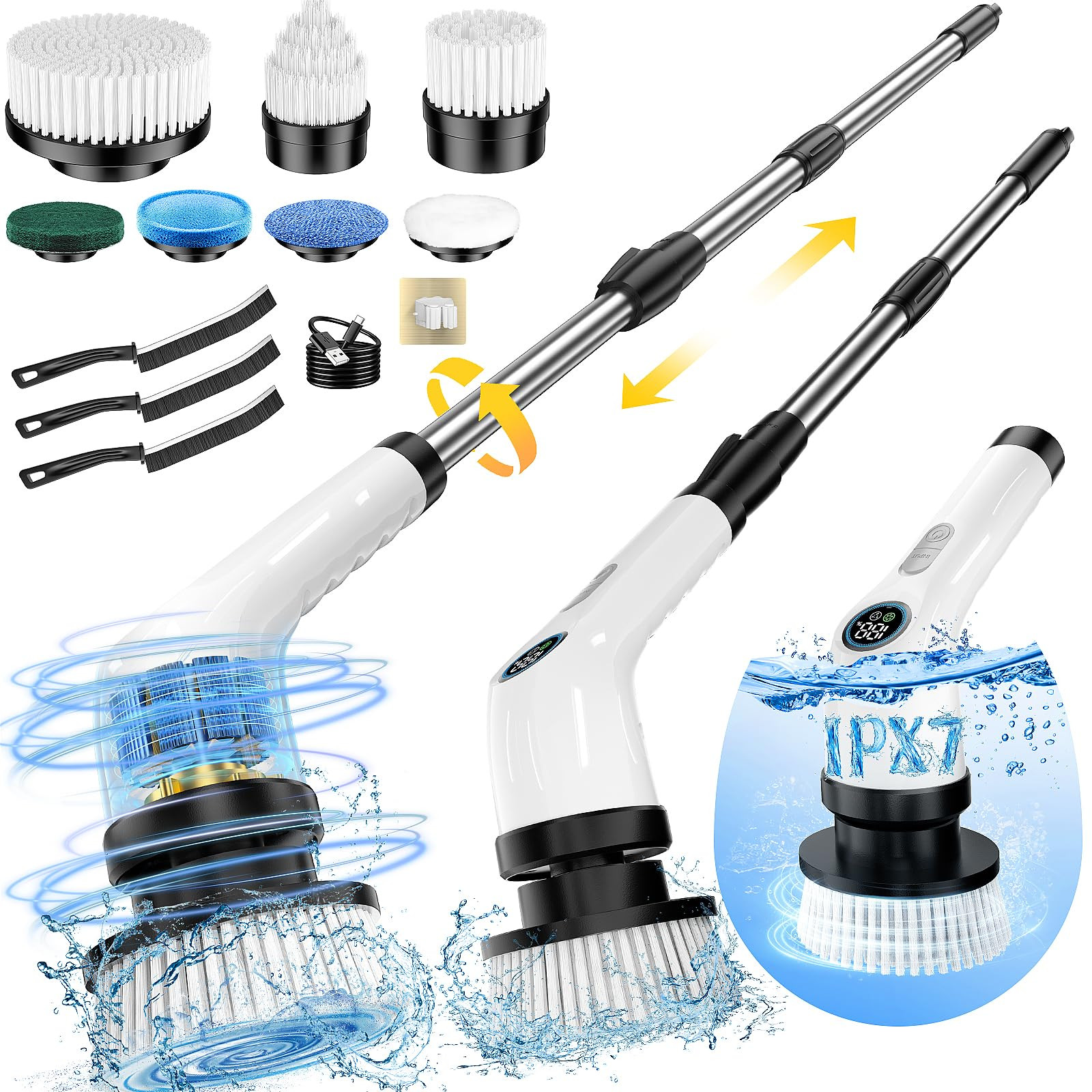 Electric Spin Scrubber, Full-Body IPX7 Waterproof Cordless Power Cleaning Brush with Adjustable E... | Amazon (US)