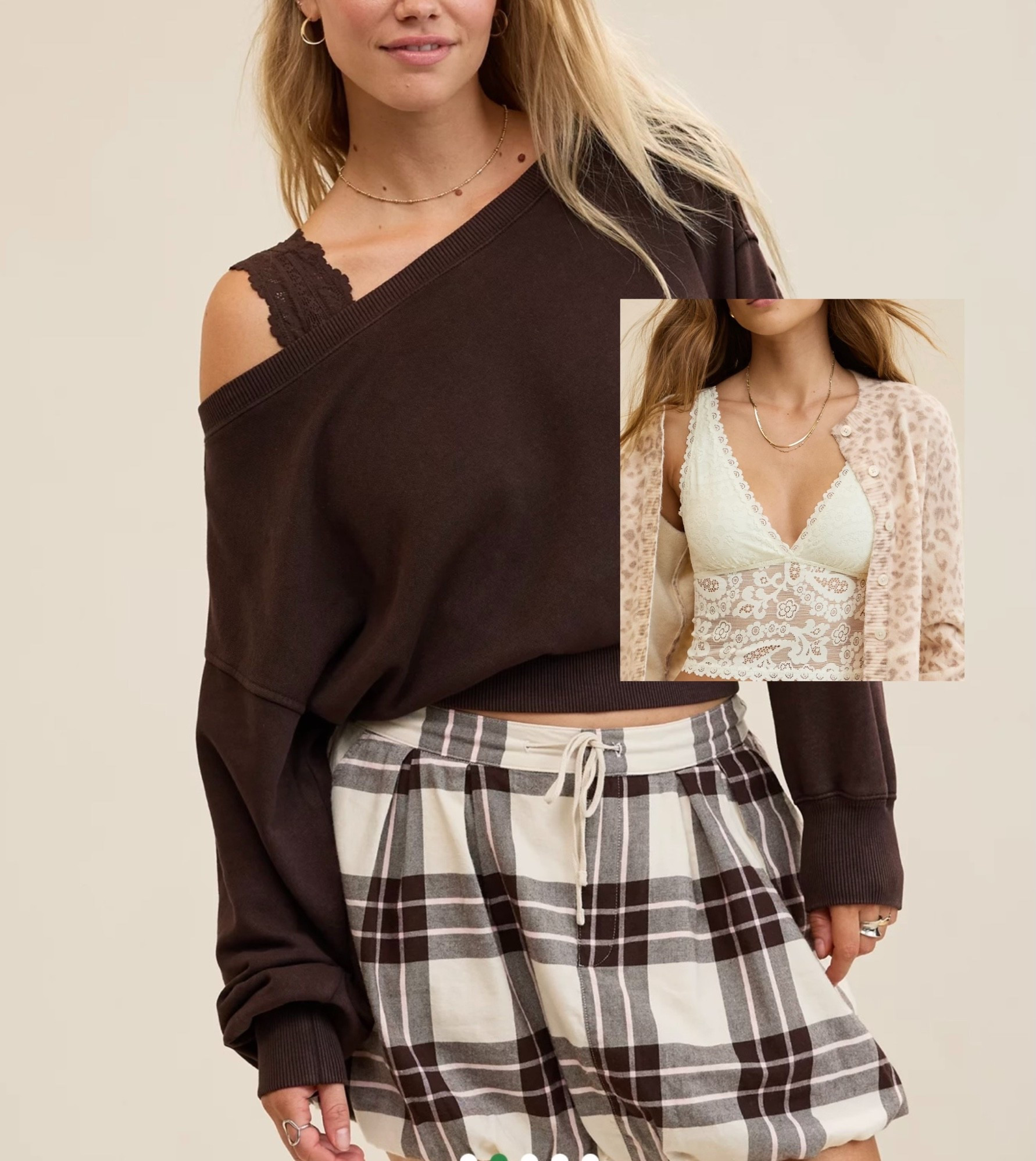 Off the shoulder sweatshirt from Aerie with ribbed trim on collar, cuffs & hem.
Love that it can be worn off the shoulder on either side!
This goes perfectly with the Paisley Lace padded plunge bralette 
tank top. Comes in various sizes and cup sizes.

#LTKFindsUnder50 #LTKSaleAlert #LTKStyleTip