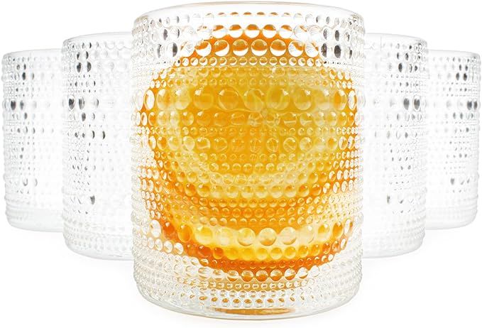 Darware Little Hobnail Drinking Glasses (6oz, 4pk, Clear); Old-Fashioned Beverage Glasses for Tab... | Amazon (US)
