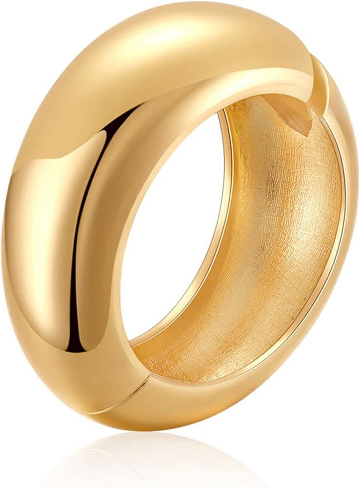 YBMYCM Chunky Gold Cuff Bracelet for Women Girls Trendy Wide 18K Gold Bangle Bracelet Wrist Cuff ... | Amazon (US)