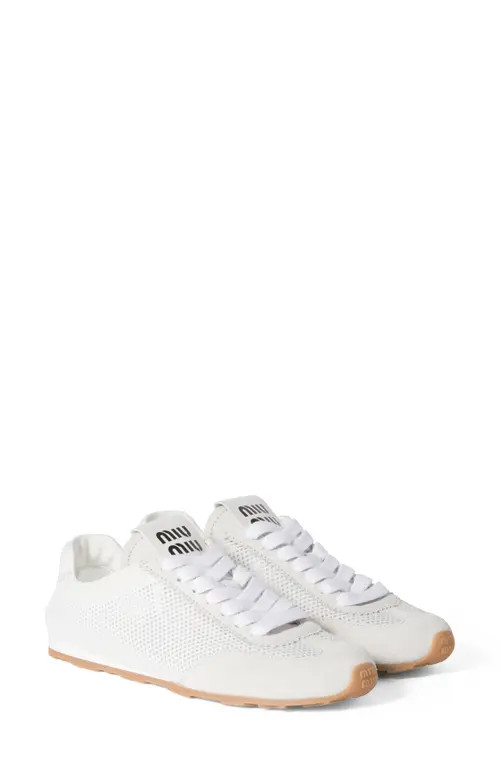 Miu Miu Plume Mesh Low Top Sneaker in Bianco at Nordstrom, Size 10Us | Nordstrom