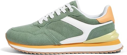 LUCKY STEP Women's Platform Fashion Sneakers Suede Colorful Colorblock Stylish Retro Casual Neutr... | Amazon (US)