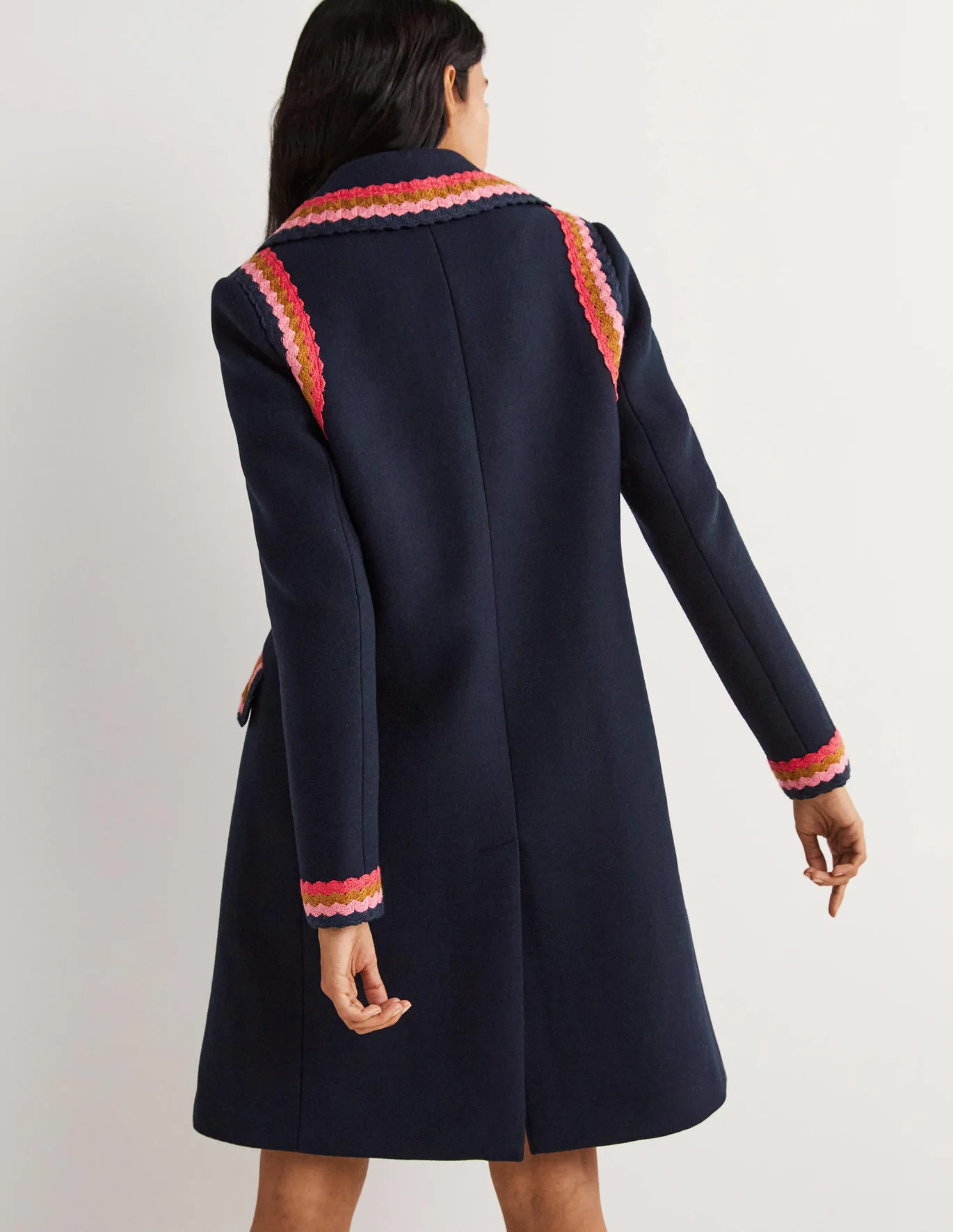Crochet Trim Coat - Navy | Boden (US)