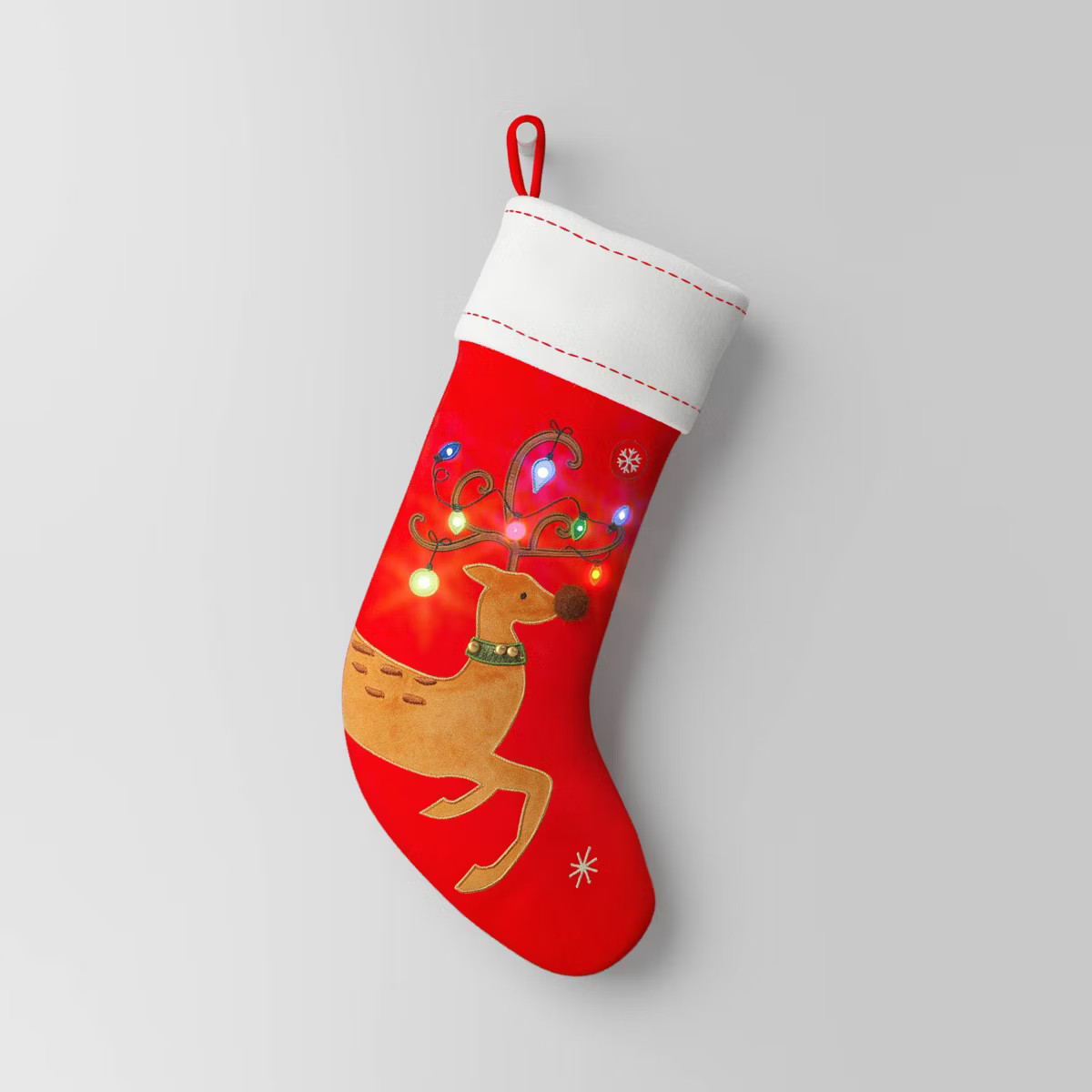 20" Pre-lit Reindeer Christmas Stocking Red - Wondershop™ | Target