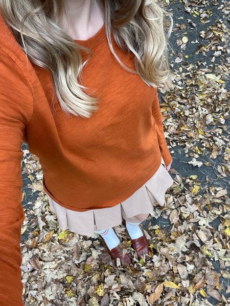 Casual fall ootd; living in this tennis skort. All pieces fit true to size 

Loafers, skirt, long sleeve tee, autumn 

#LTKshoecrush #LTKSeasonal #LTKfindsunder50