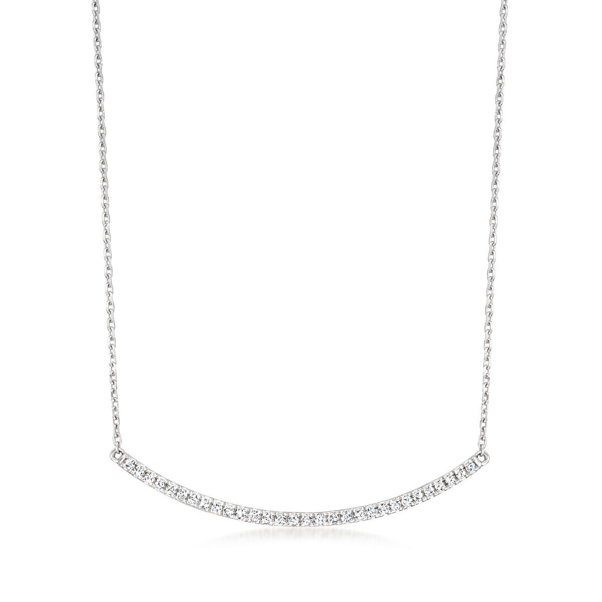 .20 ct. t.w. Diamond Curved Bar Necklace in Sterling Silver. 16" | Ross-Simons