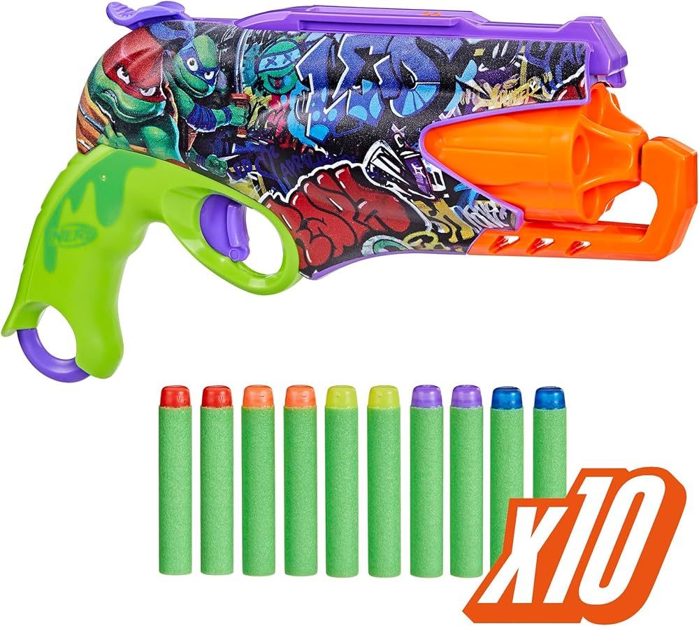 NERF Teenage Mutant Ninja Turtles Blaster, 10 Elite Darts, Toy Foam Blasters for 8 Year Old Boys ... | Amazon (US)