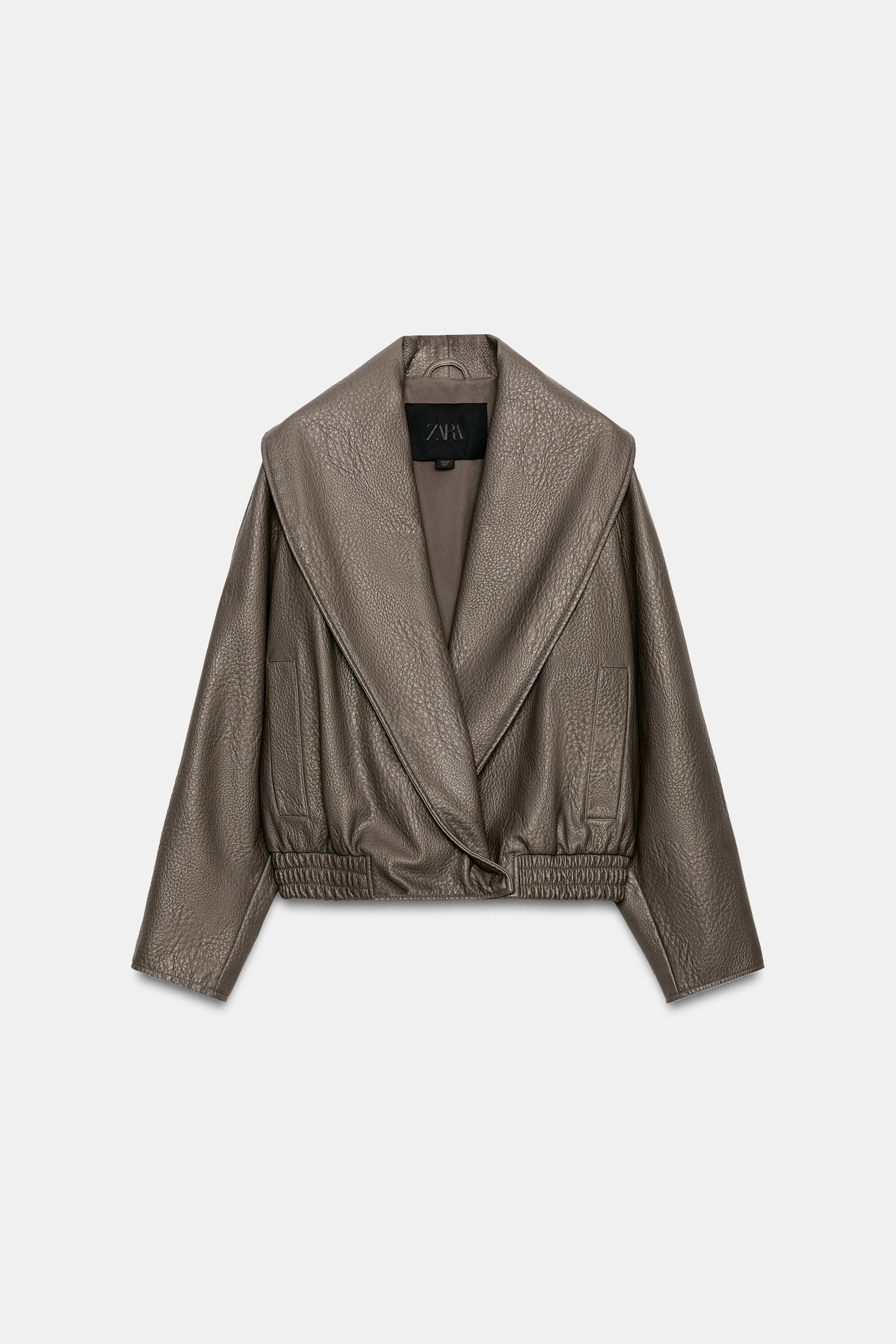 Zara - Zw Collection Faux Leather Double-Breasted Jacket - Gray - Xs - Woman | Zara Canada
