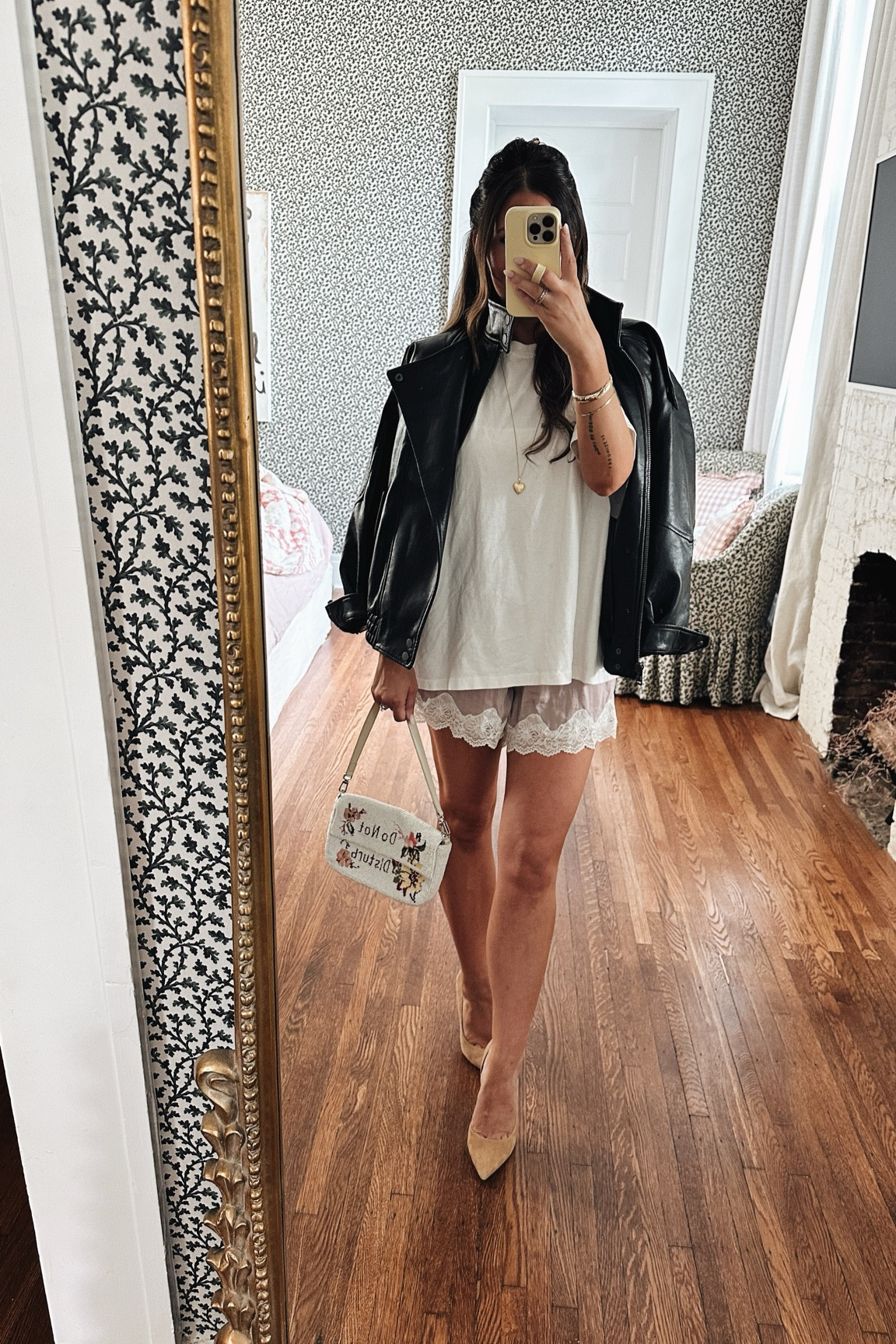 Date night outfit / summer outfit / lace shorts / leather jacket / girls night outfit 

#LTKootd #LTKOver40 #LTKmomlife
