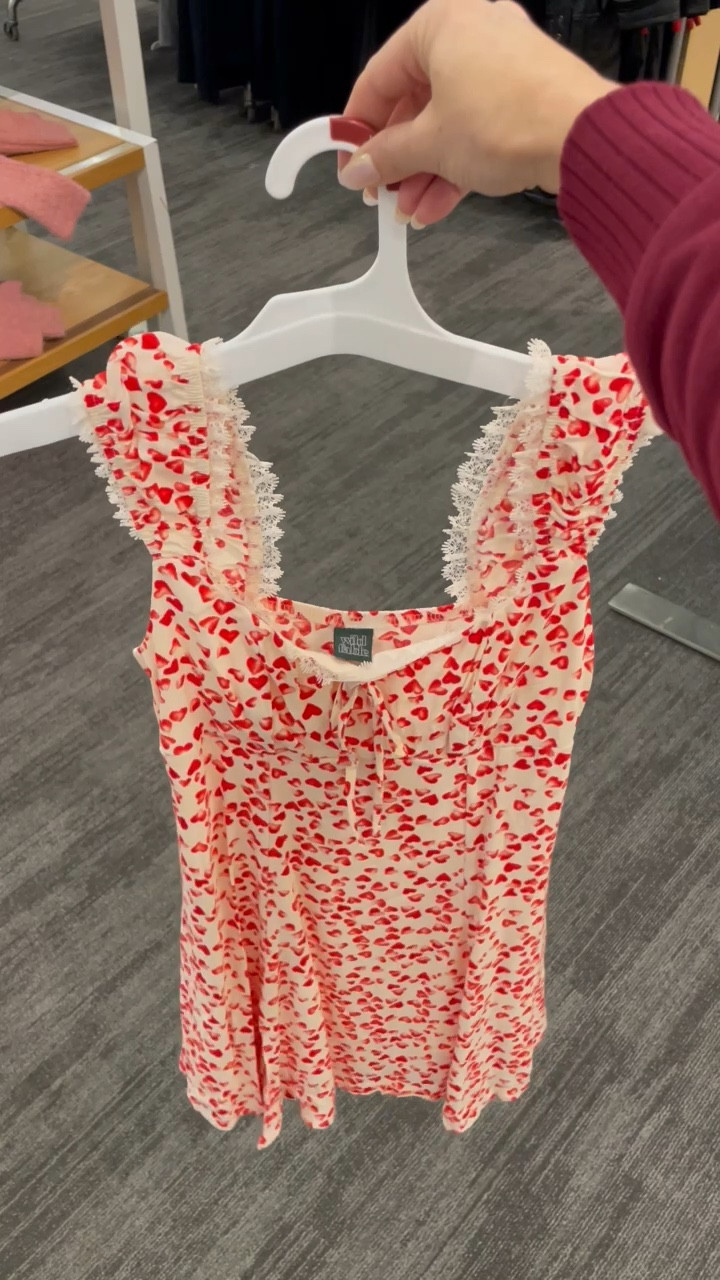 The heart print would be so perfect for Valentine’s Day or Galentine’s Day. And the lace details are the sweetest 

#LTKFindsUnder50 #LTKStyleTip #LTKParties