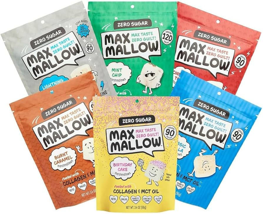 Max Mallow Sugar Free Marshmallows - Keto-Friendly, Deliciously Fluffy Treats Perfect for S'mores... | Amazon (US)