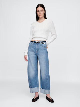 High Rise Cuffed Barrel Jeans | Gap (US)